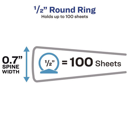 Image of Avery® 27726 Mini Size Durable View Binder With Round Rings, 3 Rings, 0.5" Capacity, 8.5 X 5.5, White