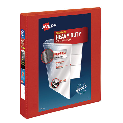 Image of Avery® 79170 Heavy-Duty View Binder With Durahinge And One Touch Ezd Rings, 3 Rings, 1" Capacity, 11 X 8.5, Red