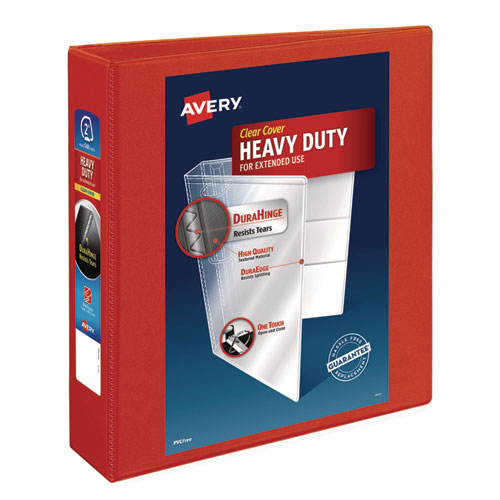 Image of Avery® 79225 Heavy-Duty View Binder With Durahinge And One Touch Ezd Rings, 3 Rings, 2" Capacity, 11 X 8.5, Red