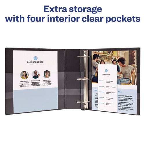 Image of Avery® 79692 Heavy-Duty View Binder With Durahinge And One Touch Ezd Rings, 3 Rings, 2" Capacity, 11 X 8.5, Black
