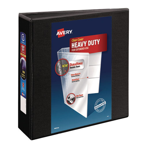 Image of Avery® 79693 Heavy-Duty View Binder With Durahinge And Locking One Touch Ezd Rings, 3 Rings, 3" Capacity, 11 X 8.5, Black