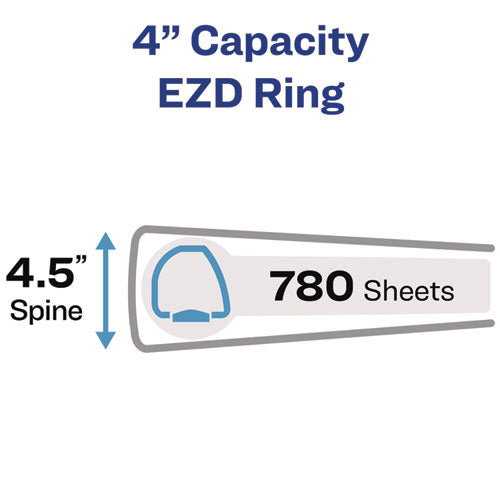 Image of AveryÂ® Heavy-Duty View Binder With Durahinge And Locking One Touch Ezd Rings, 3 Rings, 4" Capacity, 11 X 8.5, Black