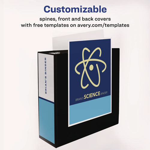 Image of AveryÂ® Heavy-Duty View Binder With Durahinge And Locking One Touch Ezd Rings, 3 Rings, 4" Capacity, 11 X 8.5, Black