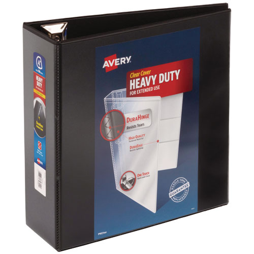Image of AveryÂ® Heavy-Duty View Binder With Durahinge And Locking One Touch Ezd Rings, 3 Rings, 4" Capacity, 11 X 8.5, Black