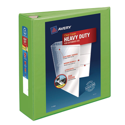 Image of Avery® 79779 Heavy-Duty View Binder With Durahinge And Locking One Touch Ezd Rings, 3 Rings, 3" Capacity, 11 X 8.5, Chartreuse