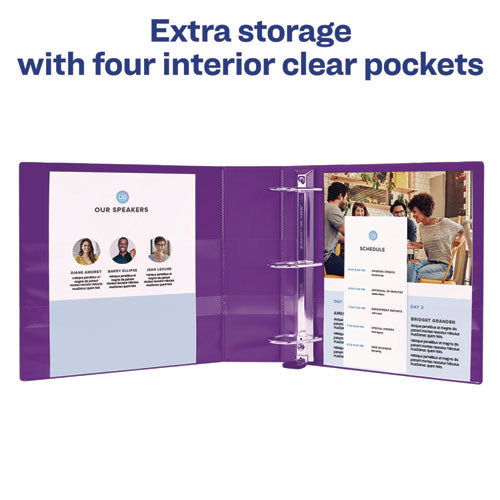 Image of Avery® 79777 Heavy-Duty View Binder With Durahinge And One Touch Ezd Rings, 3 Rings, 2" Capacity, 11 X 8.5, Purple
