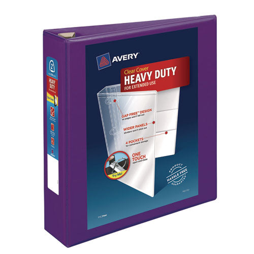 Image of Avery® 79777 Heavy-Duty View Binder With Durahinge And One Touch Ezd Rings, 3 Rings, 2" Capacity, 11 X 8.5, Purple