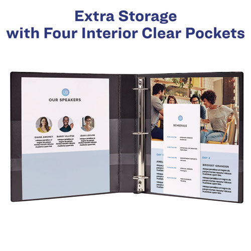 Image of Avery® 79805 Heavy-Duty View Binder With Durahinge And One Touch Ezd Rings, 3 Rings, 1.5" Capacity, 11 X 8.5, Navy Blue