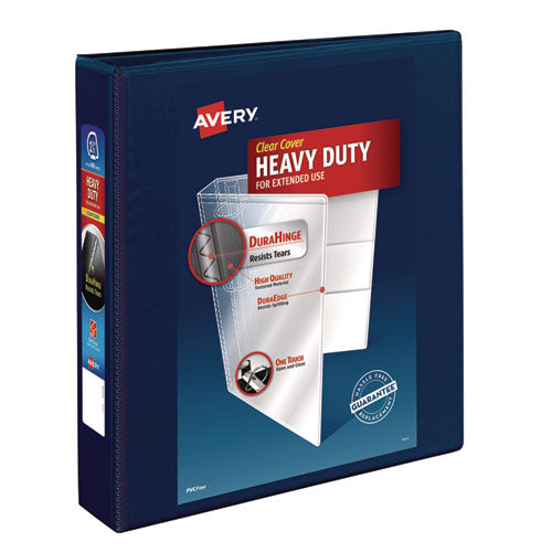 Image of Avery® 79805 Heavy-Duty View Binder With Durahinge And One Touch Ezd Rings, 3 Rings, 1.5" Capacity, 11 X 8.5, Navy Blue