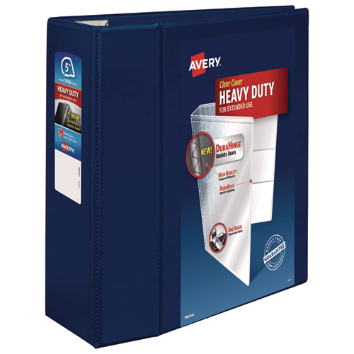 Image of Avery® 79806 Heavy-Duty View Binder With Durahinge And Locking One Touch Ezd Rings, 3 Rings, 5" Capacity, 11 X 8.5, Navy Blue