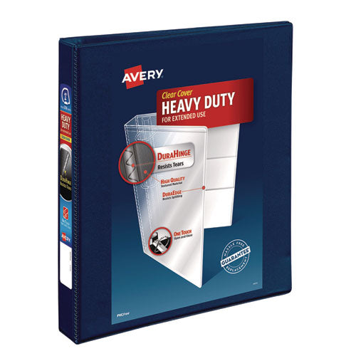 Image of Avery® 79809 Heavy-Duty View Binder With Durahinge And One Touch Ezd Rings, 3 Rings, 1" Capacity, 11 X 8.5, Navy Blue