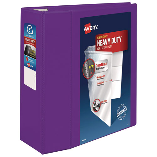 Image of Avery® 79816 Heavy-Duty View Binder With Durahinge And Locking One Touch Ezd Rings, 3 Rings, 5" Capacity, 11 X 8.5, Purple
