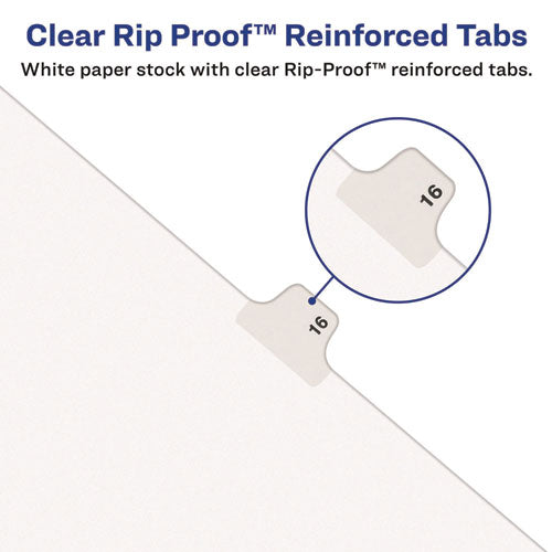 Image of Avery® 11917 Preprinted Legal Exhibit Side Tab Index Dividers, Avery Style, 10-Tab, 7, 11 X 8.5, White, 25/pack