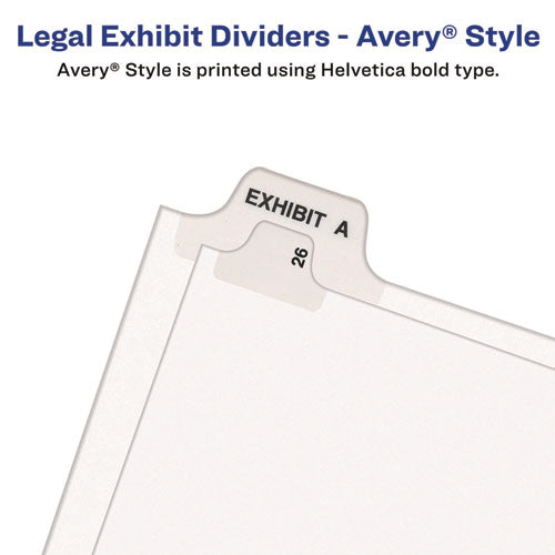 Image of Avery® 11917 Preprinted Legal Exhibit Side Tab Index Dividers, Avery Style, 10-Tab, 7, 11 X 8.5, White, 25/pack