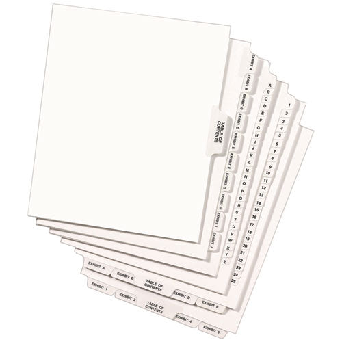Image of Avery® 11917 Preprinted Legal Exhibit Side Tab Index Dividers, Avery Style, 10-Tab, 7, 11 X 8.5, White, 25/pack