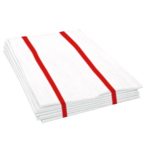 Image of Boardwalk® 3282 Antimicrobial Foodservice Wipers, 1-Ply, 12 x 21, Red/White, 150/Carton