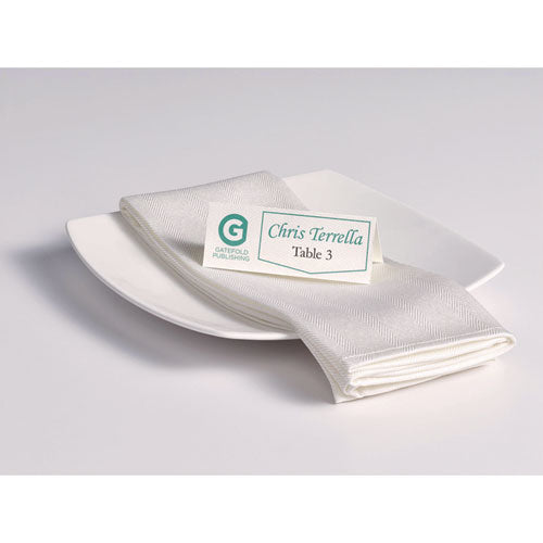 Image of AveryÂ® Small Textured Tent Cards, White, 3.75 x 1.44, 6 Cards/Sheet, 25 Sheets/Pack
