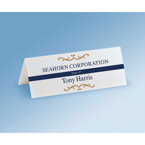 Image of AveryÂ® Small Textured Tent Cards, White, 3.75 x 1.44, 6 Cards/Sheet, 25 Sheets/Pack