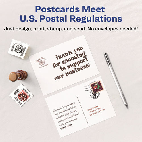 Image of Avery® 05389 Printable Postcards, Laser, 80 lb, 4 x 6, Matte White, 100 Cards, 2/Cards/Sheet, 50 Sheets/Box