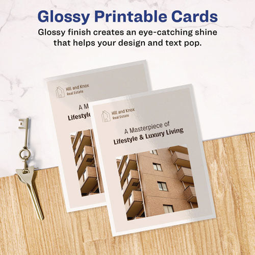 Image of Avery® 08383 Photo-Quality Printable Postcards, Inkjet, 74 Lb, 4.25 X 5.5, Glossy White, 100 Cards, 4 Cards/sheet, 25 Sheets/pack