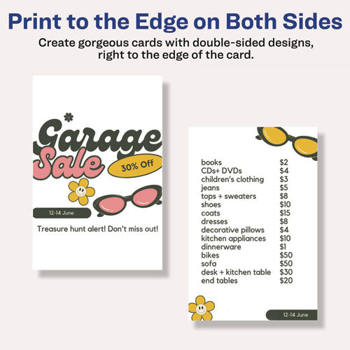 Image of Avery® 08386 Printable Postcards, Inkjet, 80 lb, 4 x 6, Matte White, 100 Cards, 2 Cards/Sheet, 50 Sheets/Box