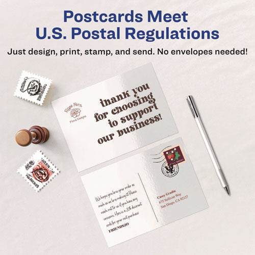 Image of Avery® 08383 Photo-Quality Printable Postcards, Inkjet, 74 Lb, 4.25 X 5.5, Glossy White, 100 Cards, 4 Cards/sheet, 25 Sheets/pack