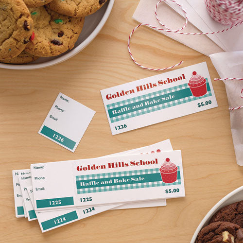 Image of Avery® AVE16154 Printable Tickets w/Tear-Away Stubs, 97 Bright, 65 lb Cover Weight, 8.5 x 11, White, 10 Tickets/Sheet, 20 Sheets/Pack