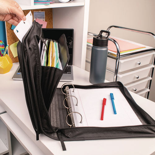 Image of Five Star® 72536 Zipper Binder, 3 Rings, 2" Capacity, 11 X 8.5, Black/gray Zebra Print Design