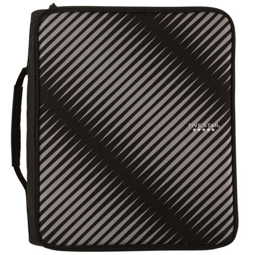 Image of Five Star® 72536 Zipper Binder, 3 Rings, 2" Capacity, 11 X 8.5, Black/gray Zebra Print Design