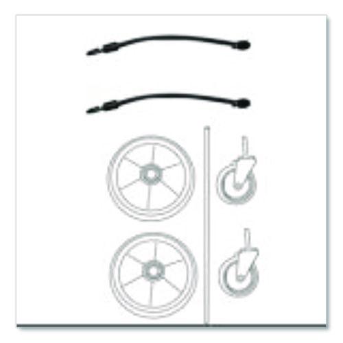 Image of Rubbermaid® Commercial FG9T94M10000 8" Ball Bearing Wheel and 4" Swivel Stem Caster Kit with Axle for Microfiber Cleaning Cart, (2) Wheels, (2) Casters