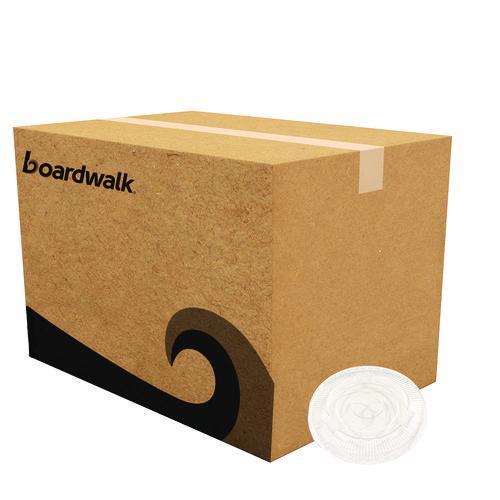 Image of Boardwalk® BWKPET912STRAW PET Cold Cup Straw-Slot Lids, Fits 9 oz Squat/12 oz Cold Cups, Plastic, Clear, 1,000/Carton
