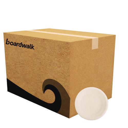 Image of BoardwalkÂ® Bagasse PFAS-Free Dinnerware, Plate, Sugarcane, 6" dia, Tan, 1,000/Carton