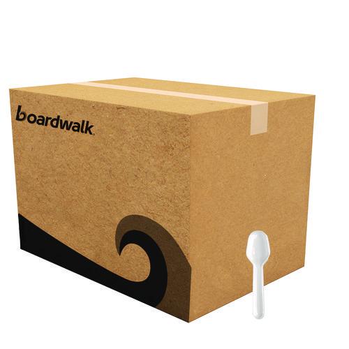 Image of Boardwalk® BWKTASTERSPOON Mediumweight Polypropylene Cutlery, Tasting Spoon, White, 3,000/Carton