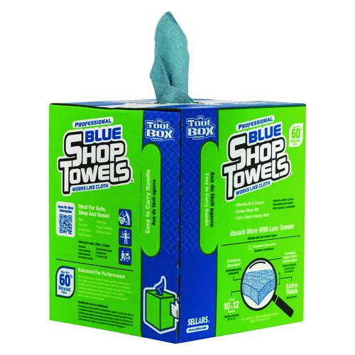 Image of Sellars® 55202 TOOLBOX Blue Shop Towels, 1-Ply, 10 x 12, Blue, 200 Sheets/Box, 4 Boxes/Carton