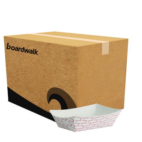 Image of Boardwalk® BWK30LAG050 Paper Food Baskets, 0.5 Lb Capacity, Red/white, 1,000/carton