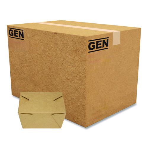 Image of GEN KS10120 Reclosable Kraft Take-Out Box, 30 oz, 5.06 x 4.27 x 2.4, Brown, Paper, 450/Carton