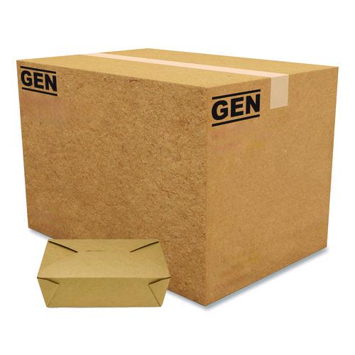 Image of GEN KS10122 Reclosable Kraft Take-Out Box, 76 oz, 8.58 x 6.28 x 2.4, Brown, Paper, 200/Carton