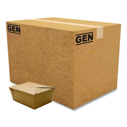 Image of GEN KS10123 Reclosable Kraft Take-Out Box, 110 oz, 8.93 x 6.65 x 3.5, Brown, Paper, 160/Carton