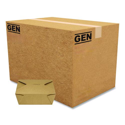Image of GEN KS10124 Reclosable Kraft Take-Out Box, 48 oz, 6.93 x 5.62 x 2.4, Brown, Paper, 300/Carton