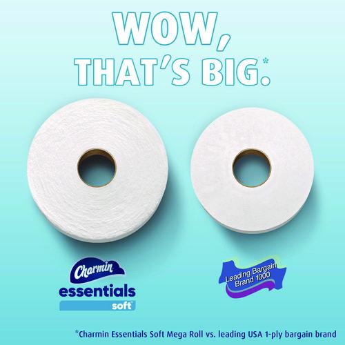 Image of Charmin® 80370714 Essentials Soft Bathroom Tissue, Septic Safe, 2-Ply, White, 330 Sheets/Roll, 12 Rolls/Pack, 4 Packs/Carton