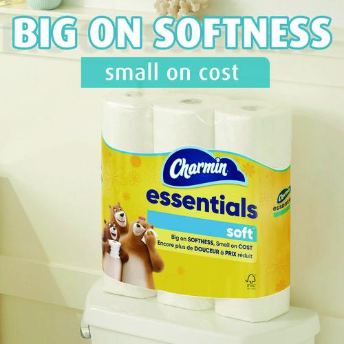 Image of Charmin® 80370714 Essentials Soft Bathroom Tissue, Septic Safe, 2-Ply, White, 330 Sheets/Roll, 12 Rolls/Pack, 4 Packs/Carton