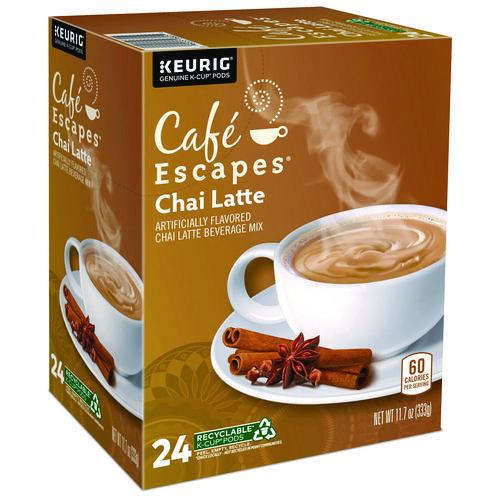 Image of Cafe Escapes® 5000330124 Chai Latte K-Cups, 96/Carton