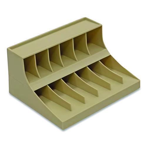 Image of CONTROLTEKÂ® Coin Wrapper and Bill Strap 2-Tier Rack, 11 Compartments, 9.38 x 8.13 4.63, Plastic, Pebble Beige
