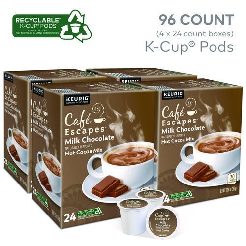 Image of Cafe Escapes® 5000330121 Cafe Escapes Milk Chocolate Hot Cocoa K-Cups, 96/carton