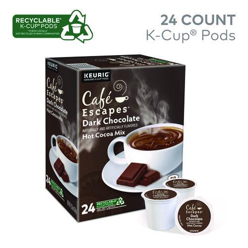 Image of Cafe Escapes® 5000330122 Cafe Escapes Dark Chocolate Hot Cocoa K-Cups, 24/box