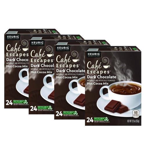 Image of Cafe Escapes® 5000330122 Dark Chocolate Hot Cocoa K-Cups, 24/box, 4 Box/carton