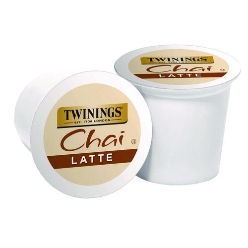 Image of TWININGSÂ® Tea K-Cups, Chai Tea with Non-Fat Milk and Sweetener, 25% Less Sugar, 0.53 oz K-Cups, 22/Box