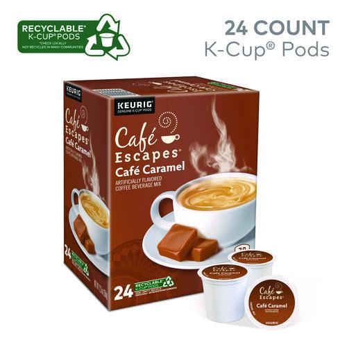 Image of Cafe Escapes® 5000330126 Cafe Caramel K-Cups, 24/box