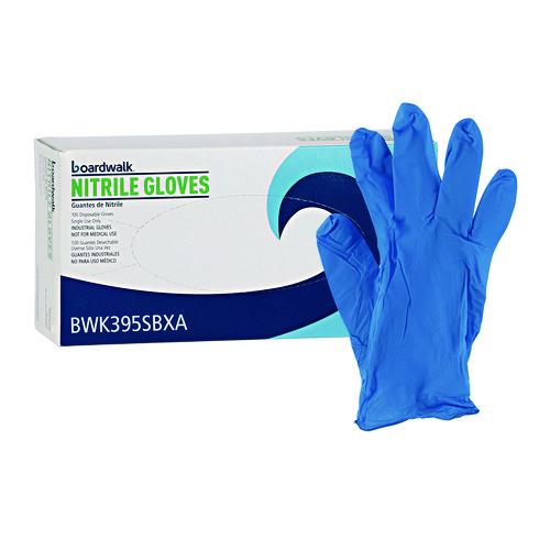 Image of Boardwalk® 395SCTA 395 Series Disposable General-Purpose Nitrile Gloves, Powder-Free, Small, 5 mil Thick, 9.5" Long, Blue, 100/Box, 10 Boxes/CT