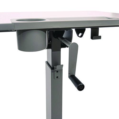 Image of Luxor STUDENT-C Sit Stand Student Desk with Crank Handle, 27.5 x 19.5 x 26.25 to 42, White/Gray